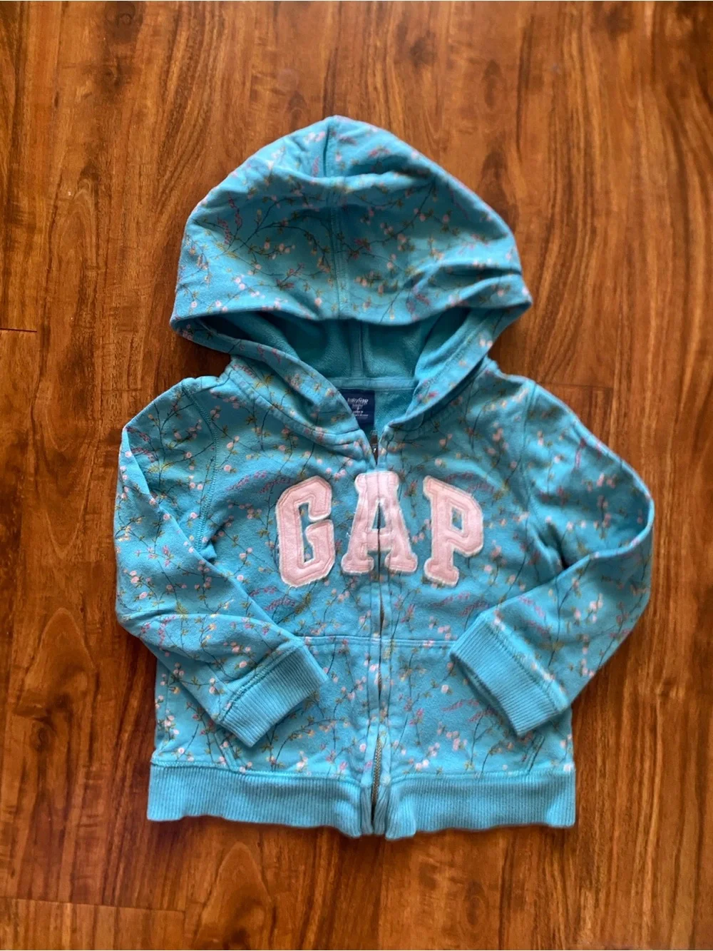 GAP Toddler Girls Watermelon + Blue Floral Hooded Zip Up Sweatshirts Size 2T